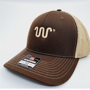 Richardson 112 Trucker Mesh Snapback Hat Cap Brown Embroidered